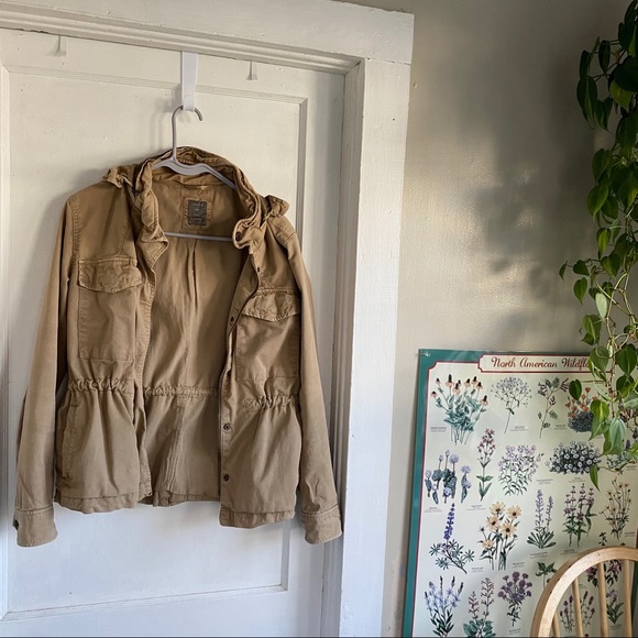 GAP Khaki Hooded Utility Jacket - Picture 2 of 7